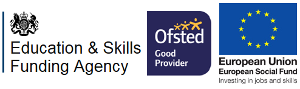 Education and Skills Funding Agency, European Social Fund and Ofsted Good Provider joint logos