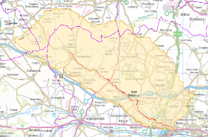 A map with the River Lambourn SAC marked in yellow.