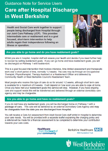 A screen shot of the first page of our hospital discharge leaflet.