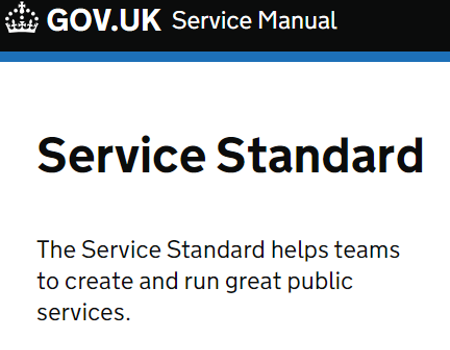 Screenshot of the Service Standard home page from the  GOV.UK Service Manual