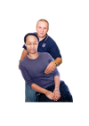 A person holding another person.
