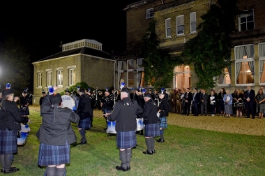 Councillor Steevenson and Carolyn Richardson watching the Hampshire Caledonian Pipe Band at the Silver Employer Recognition Scheme award winners event. Photo Credit: Kevin Poolman Photography.